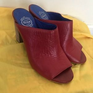 Jeffrey Campbell red mules size 8.5.